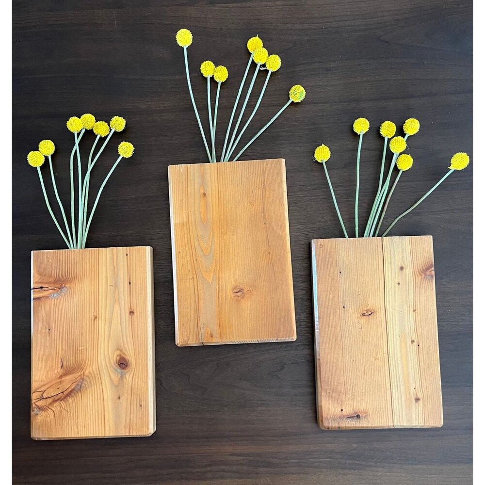 Wood Wall Pocket, Wood Hanging Vase for Greenery or dried flowers, Pocket Vase